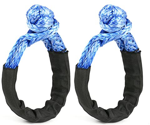 2 grilletes blandos portátiles para remolcar todoterreno con funda, fuerte mosquetón y resistencia a la rotura de 17T para camiones ATV (azul)