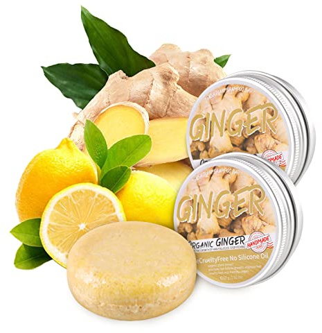 2 Pcs Ginger Hair Growth Shampoo Bars - Natural Organic Formula for Promoting Hair Regrowth