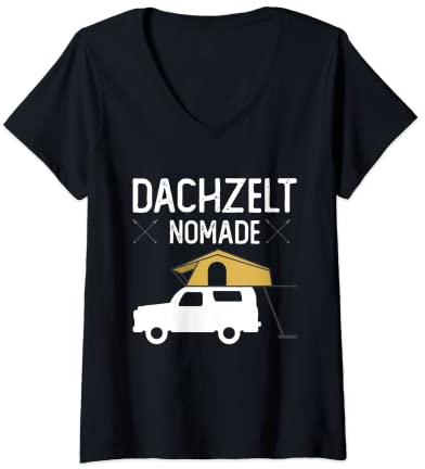 Damen Dachzelt Nomade Naturbegeistert Camping T-Shirt mit V-Ausschnitt