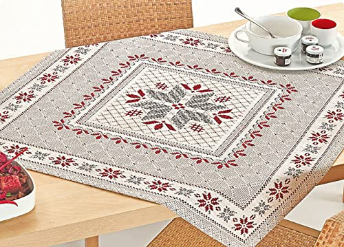 BIANCHERIAWEB Tovaglia Copritavolo Centrino Runner Tavola Tirolese Montagna Baita Tricot 90x90 Tricot