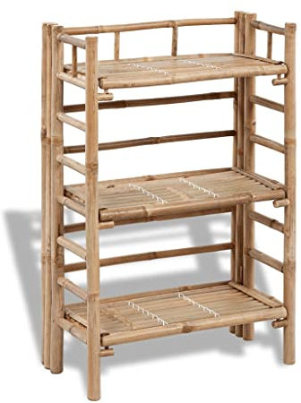 homiuse Pflanzenständer 3 Ablagen BlumenstäNder Pflanzenregal Blumenregal BlumenstäNder Holz Blumenhocker Holz Pflanzenregal Indoor Pflanzen StäNder Pflanzentreppe Indoor Bambus 56x30x85 cm