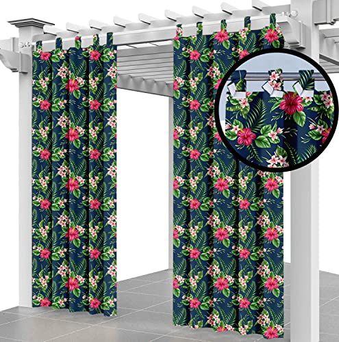 Outdoor Vorhang Schlaufengardine 220 x 155 cm Gartenlauben Balkon-Vorhänge Gardinen Verdunkelungsvorhänge mit Schlaufen, Vorhang Wasserdicht für Pavillon Strandhaus (1 Panel) Palm Dunkel [129]