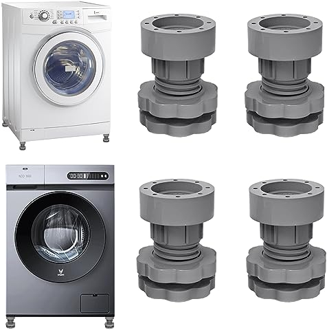 4 Pcs Antivibracion Pies de Lavadora, Patas Soporte Lavadora Tacos Antivibracion, Universal Amortiguador de Vibraciones Almohadilla de Goma para Lavadoras para Lavadoras Reducir Ruido y Vibración
