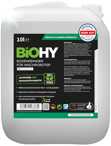 BiOHY Nettoyant pour sols pour robots de nettoyage avec une senteur fraîche de printemps (Bidon de 10l) | Concentré de nettoyant pour tous les robots de nettoyage | Sans mousse & sans traces