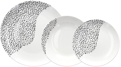 Tognana Wavw. servicio de platos para 6 personas, 18 piezas, porcelana, color blanco