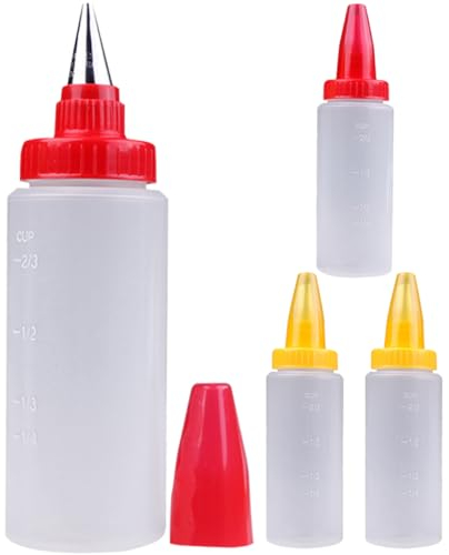 LIFKOME 4piezas Botellas Exprimibles Pequeños Para Decorar Pasteles y Glaseados Multifunción De