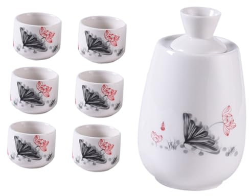 GRIRIW 1 Juego De Calentador De Vidrio De Brandy Tazas Japonesas De Saki Botella Tradicional Taza Japonesa Japoneses para Hombres Botella De Cerámica De Sake Japonés Tazas