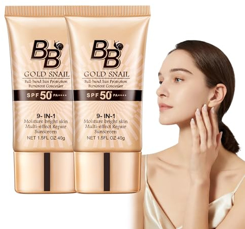 BB crème, fond de maquillage BB Cream, hydratant léger avec protection solaire SPF 50, crème visage hydratante haute protection solaire, unifie le teint de la peau, 2 pièces (couleur naturelle)