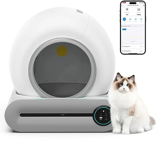 Cat Litter Box Self-Cleaning Litter Tray, Extra-Large Automatic Litter Tray, Wifi App Control, Safety Protection, Odour Barrier, Suitable For Multiple Cats