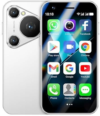 SOYES P70 Pro Max Mini Android Smart Phone Display 3.0 Pollici Doppia Fotocamera Dual SIM Play Store 3G Piccolo Smartphone (Bianco)