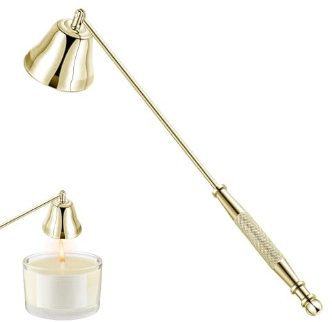 xiaoxiaozhijia Spegnicandele in Acciaio Inox,Estintori per Candele,Strumenti per Spegnere Le Candele in Sicurezza (Campana Oro)