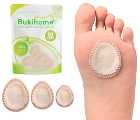 Bukihome Extra Thick Callus Remover,Felt Callus Pads,Protect Calluses from Rubbing on Shoes，Reduce Foot and Heel Pain，Self-Stick Pedi Cushions，Pack of 18,Multi-Size