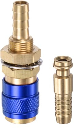 sourcing map 2pcs Gas & Water Quick Connector for Tube Inner Dia 6mm with Hose for TIG 12 18 20 27 Quick Connect Fittings Welding Torch Gas Release, Blue