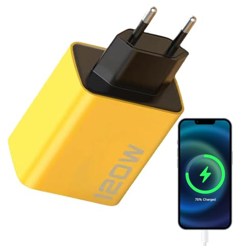 Renchey Bloque de Cargador USB rápido, Enchufe de Pared USB de Carga rápida, Adaptador de Pared USB Doble Tipo C de 120 W, Cargadores multifuncionales de Pared para teléfono móvil, Enchufe de Pared
