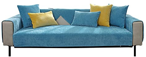 Rutschfeste Armlehnenschoner aus Leder, einfarbig, für Wohnzimmer, blau, 90 x 120 cm, rutschfeste Armlehnenbezüge für Couch