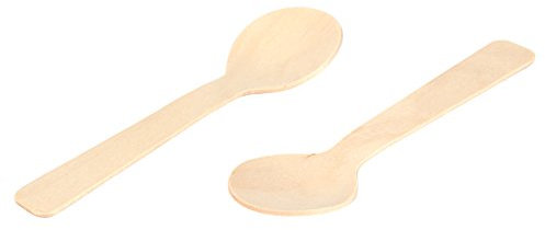 100 Pièces Cuillères en Bois Jetables, Cuillère à thé à la Crème Glacée Naturelle et écologique, Long Manche pour Dessert, Yaourt, Soupe, avec un Total de 100 Pièces pour café,