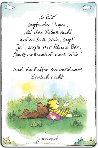 14 x 20 cm Blechschild, Wandschild, Türschild für das Kinderzimmer - lustiger Spruch Kinderbuch Motiv passend für Janosch Fans und Liebhaber