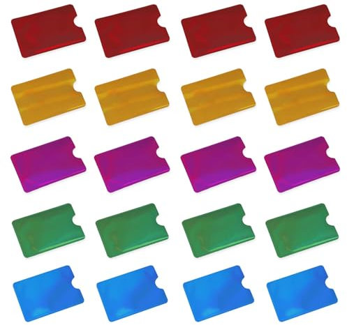 20 Stück Kreditkartenhülle RFID Blockierende, RFID Blocker Kartenhülle, Hüllen Kartenschutzhalter, Schutzkarte gegen Datenklau Geldabheben für Bankkarten (4 Farben)