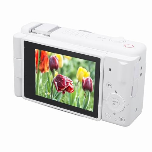 Digitalkamera för Fotografering, 5K 80MP HD 2,8-tums Vändskärm Anti-Shake-kamera Bärbar Kompaktkamera för Nybörjare Vit.