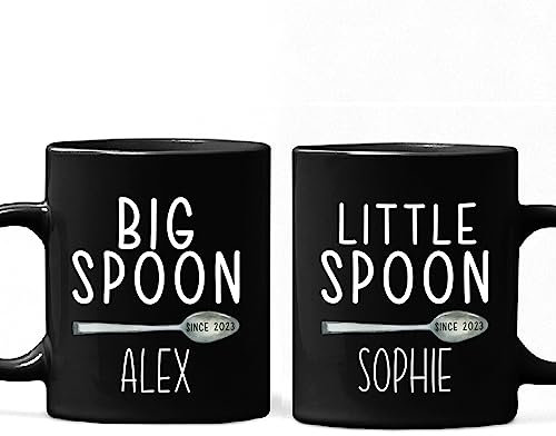 Big Spoon Little Spoon Travel Mug Durable Coffee Mug Unique Tea Cup Novelty Gift for Office Mom Valentine's Day 330Ml