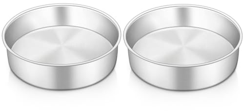 HaWare Backform, Edelstahl Rund Kuchenform Backformen 2er Set, 16cm Kuchenbackform für Geburtstag/Hochzeit/Weihnachten, Gesund & Ungiftig, Hochglanzpoliert, Leicht zu reinigen & Spülmaschinenfest