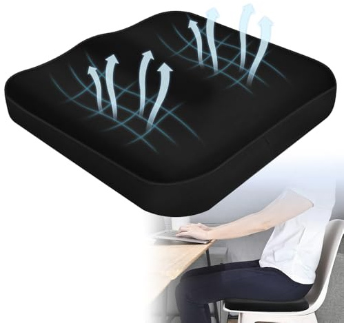 VGECEE Cojín de Asiento Ergonómico para Silla de Oficina 39x39cm Cojín de Asiento de Espuma Viscoelástica Cojín Reductor de Presión Coxis para Silla de Oficina Asiento de CocheI Antideslizante Lavable
