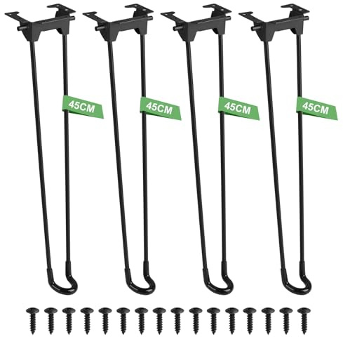 SUPAWAY 4 Gambe per tavolo pieghevoli stile forcina (45 cm), Gambe nere design forcina, Piedini per tavolo perfette per tavolini, scrivanie, comodini, laptop, tavoli da campeggio o mobili fai-da-te