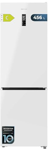 Cecotec Réfrigérateur Combi 456L Total No Frost Bolero CoolMarket Combi 456 White C. Hauteur 201cm et 59,5cm Largeur, MAX INSIDE avec VIP Tech, Compresseur Inverter Plus, Basse Consommation