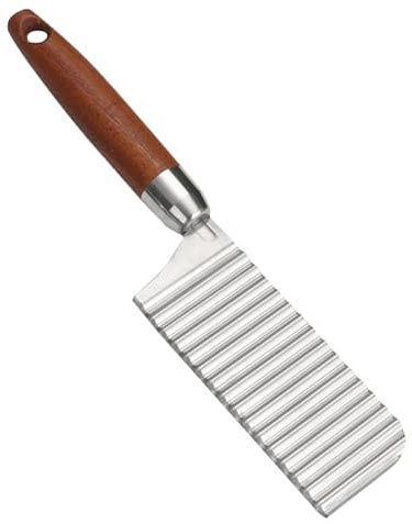 VALICLUD Edelstahl Wellenschnittmesser für Kartoffeln mit Holzgriff Wellen Messer zum Schneiden von Pommes Frites und Gemüse Labor Sparendes Küchenwerkzeug für Kreative Wellenformen