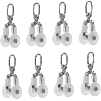 FONDOTIN 20 Piezas Rodillos para Cortinas Silenciosos con Polea de Plástico y Acero Inoxidable para Riel de Cortinas Accesorios Duraderos para Ventanas y Puertas Deslizadores Suaves Blanco