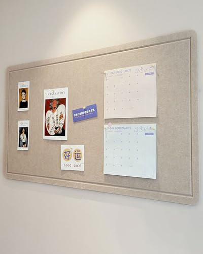 XIUCAI Große Filz Pinnwand, Selbstklebende Wandtafel für Fotos Notizen und Dekorative Anzeigen, Korkwand Alternative für die Wand,Light Camel,60 * 120cm