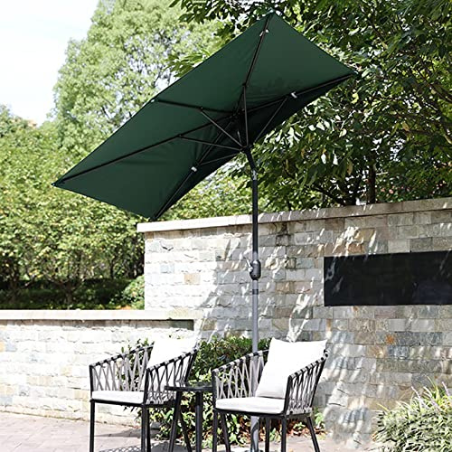Jardin - Parasol d'extérieur rectangulaire avec 6 baleines en acier inclinable - 200 x 100 cm - Idéal pour balcon et terrasse - Vert