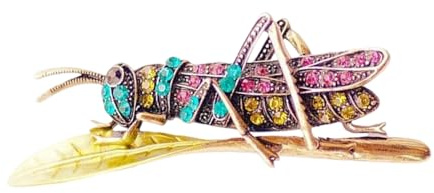 Broche sauterelle rétro en alliage avec diamants à la mode - Décoration formelle ou décontractée - Style vintage - Pour un usage quotidien, taille unique, Comme décrit
