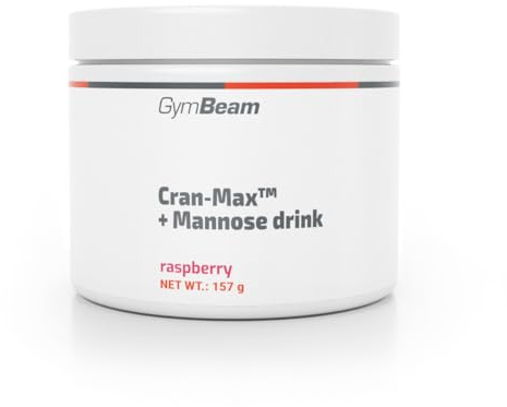 GymBeam Cran-Max™ + Mannosio Drink - Integratore Vie Urinarie 150g, Cran-Max™ 500 mg + Mannosio 2000 mg, Mirtillo Rosso in Polvere, Formula Avanzata per Uretra e Vescica, 157 g Lampone