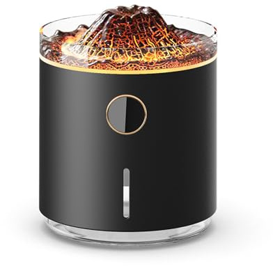 Tidevib Diffusore d'aria a fiamma e umidificatore con serbatoio d'acqua da 350 ml, 2 modalità e spegnimento automatico, per oli essenziali, nero o bianco