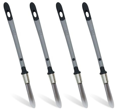 4 Pcs Small Edging Paint Brushes, Touch Up Paint Brush Set 0.37 Inch for Detail Trim Painting, Sash Brush and Paint Edger Tool for Baseboards, Furniture Corners, Skirting Boards and House Wall Corners