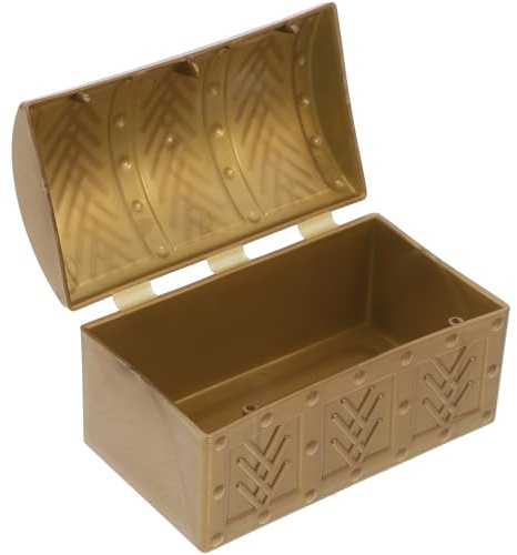 Yardwe Cofre del Tesoro para Guardar Monedas de Plástico Dorado Diseño Pirata Único Caja Portátil Multifuncional y Juegos en Búsqueda del Tesoro