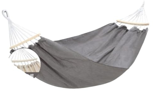 Tjockare bärbar utomhushängmatta anti-rullbågstänger handvävd bomull andningsbart nät idealisk för camping och resor (gris B) – hållbar och bekväm