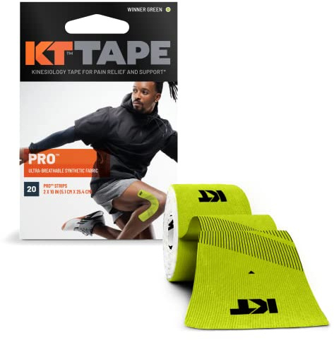 KT Tape, Pro Synthetic Kinesiology Athletic Tape, 20 Stück, 25,4 cm vorgeschnittener Streifen, Winner Green
