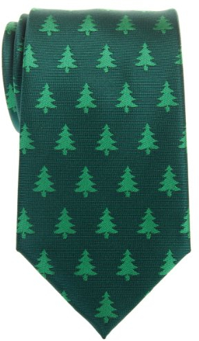 Retreez Corbata de microfibra de Patrón de Árbol de Navidad de Navidad para hombres Verde