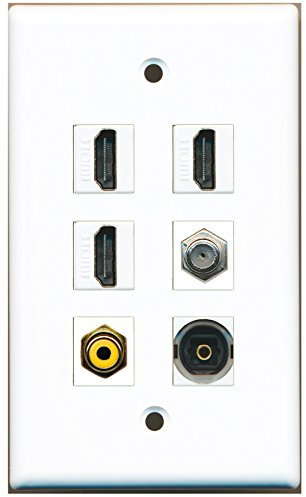 Riteav – 3 porta HDMI 1 RCA giallo 1 cavo coassiale TV tipo F 1 porte Toslink parete piastra