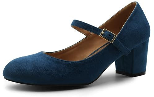 Womens Ladies MID Block Heel Mary Jane Office Work Formal Strap Dolly Shoes Size
