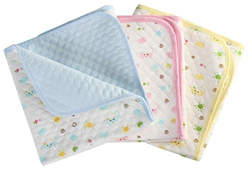 Baby Infant Wasserdicht Matte Wickelauflage - Ökologische Baumwolle Atmungsaktiv Wiederverwendbar Matratze Pad Packung mit 3 (S (35 x 45 cm))