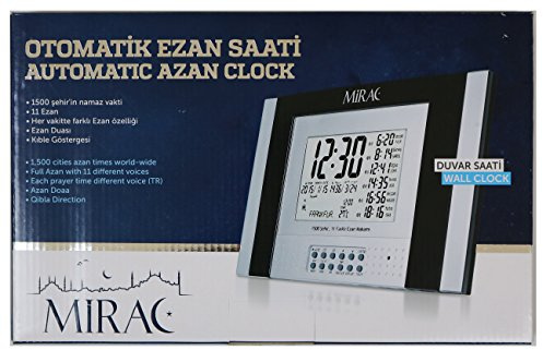 MIRAC islamisk digital automatisk azan adhan athan larm vägg- eller bordsklocka med Qibla riktning #0026