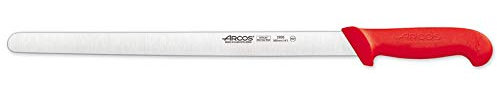 Arcos Serie 2900 - Caja 6 uds Cuchillo Fiambre Flexible - Hoja de Acero Inoxidable NITRUM de 350 mm - Mango inyectado en Polipropileno Color rojo (6 UDS)