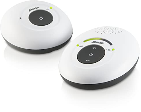 Alecto DBX-115 DECT Babyphone - Audio Babyfon mit 300m Reichweite - Baby Monitor Full ECO - Inklusive Adapter und wiederaufladbaren Batterien - 100% Störungsfrei - Weiß/Grau