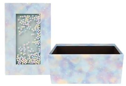 Emartbuy Geschenkbox, 28 x 18 x 13 cm, Blaues Pastell Box Mit Deckel Und Kugeln Dekoration | Luxuriöse Geschenkbox aus Karton, Premium-Verpackung für Geschenkkörbe, Geburtstage, Hochzeiten, Firmengeschenke
