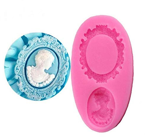 AMOYER 1PC Oval del camafeo y Marco Oval del Molde la Pasta de azúcar del Marco Miniatura Herramientas de Silicona Espejo azúcar Pasta de azúcar Que adorna la hornada