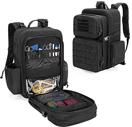 Damero First Aid Trauma Backpack, Molle Assault Pack Tactical Backpack Medical Backpack for Hiking, Trekking Hunting Camping, Black (BAG ONLY)