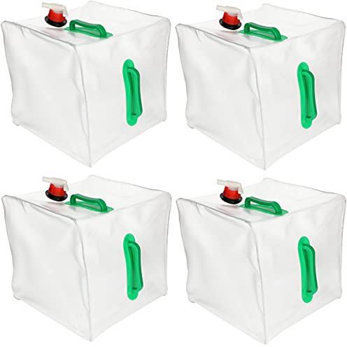 KOTARBAU® 4 x Bidones de Agua Plegable con Grifo 20 litros, Contenedor de Agua Plegable, Depósito portátil, 2 Asas de Transporte, Bidón garrafa con Grifo de vertido, Recipiente de Agua para Camping